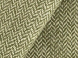 100% Merino Wool Coating - Mini Herringbone - Sage & Natural