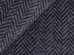 100% Merino Wool Coating - Herringbone - Lilac & Black