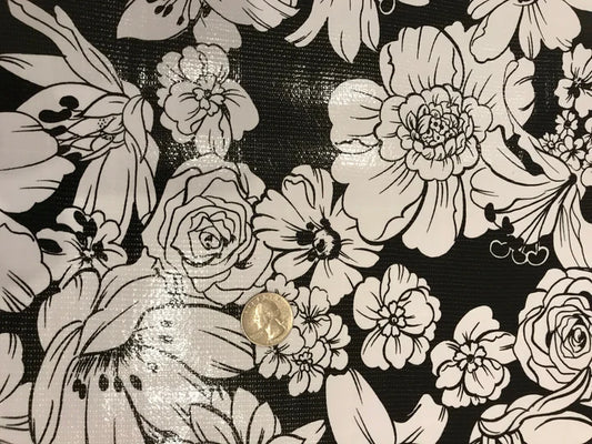 Oil Cloth - Black & White Floral