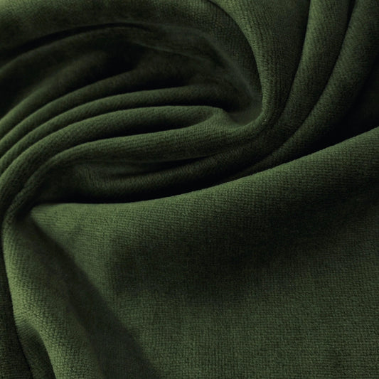 Organic Cotton Knit Velour - Olive Green