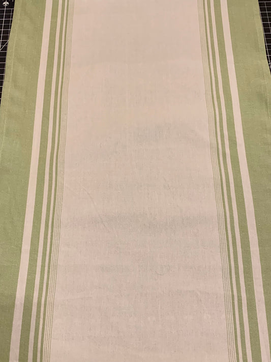 100% Cotton Toweling - Avocado & Cream Wide Stripe