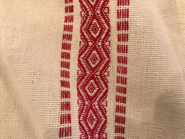 100% Cotton Toweling from Moda - Cream w/ Red Scandinavian Weave
