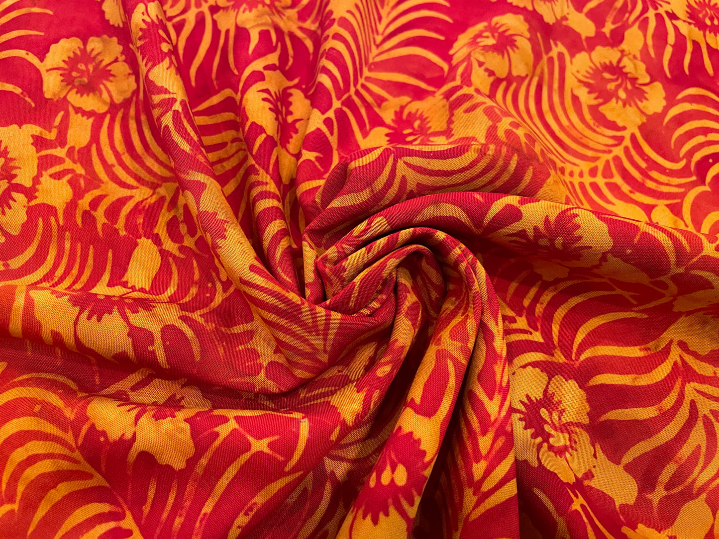 Batik Rayon Challis - Kawai - Sunset Shades of Orange and Yellow