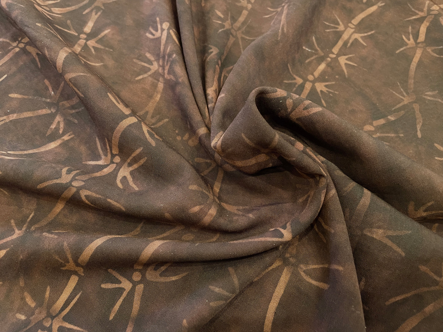 Batik Rayon Challis - Bamboo Dusk - Shades of Brown