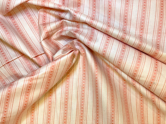 Peach Ticking Stripe Yarn-Dyed Dobby Weave - 100% Cotton