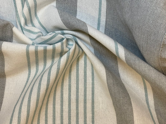 Cotton Toweling from Moda - Cream, Celery, & Slate Stripe
