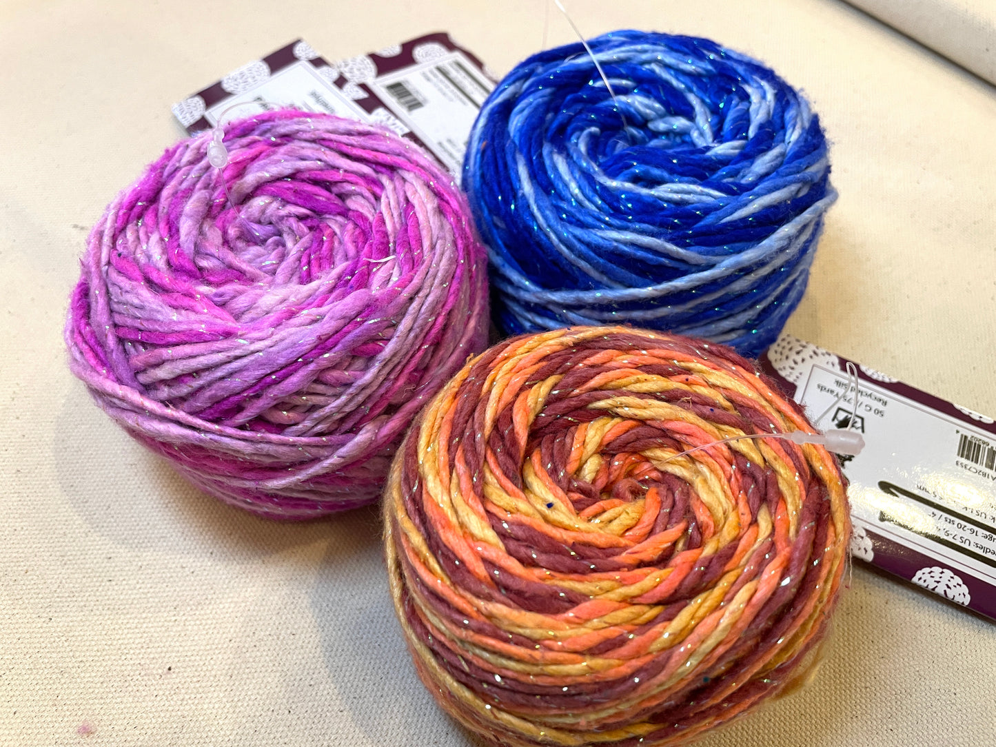 Recycled Silk Sparkle Yarn - Worsted Weight, 50G Ball - Sea, Earth, & Iris