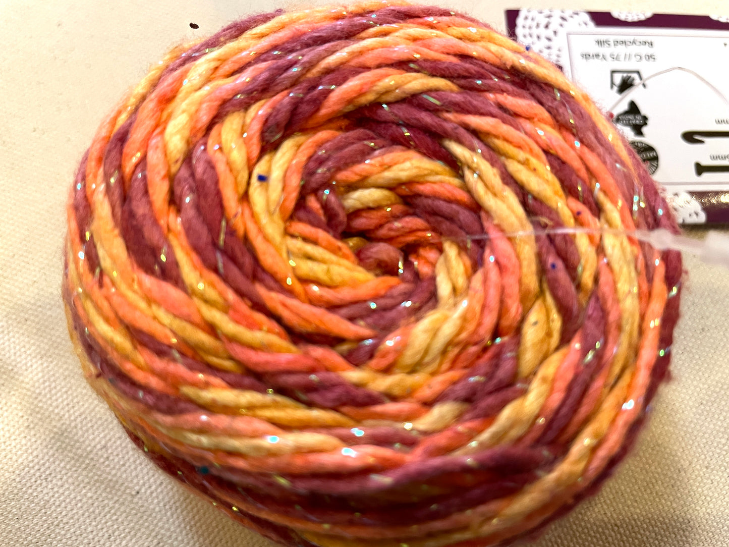 Recycled Silk Sparkle Yarn - Worsted Weight, 50G Ball - Sea, Earth, & Iris