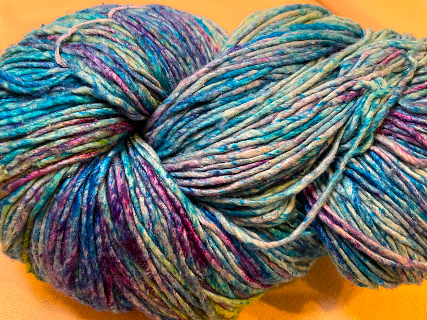 Recycled Silk Sparkle Yarn - Worsted Weight, 250G Skein - Forest, Iris, & Tidepool