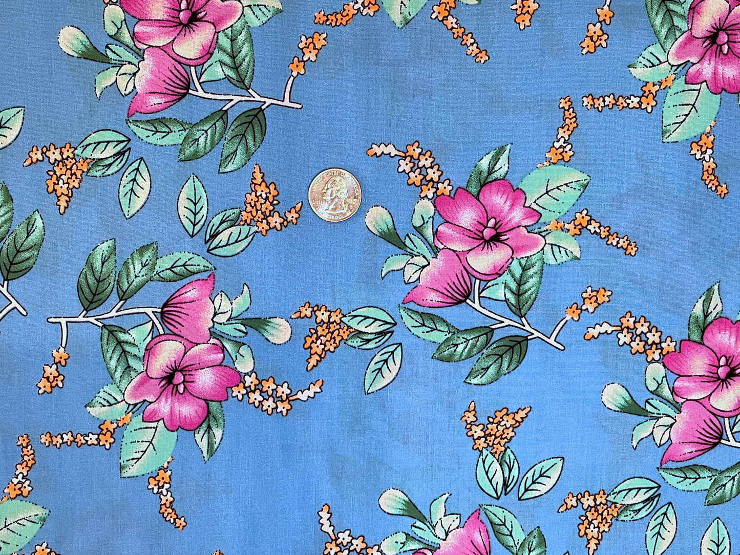 Rayon Challis -  Lilac Floral on Aqua