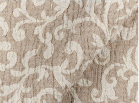 100% Linen Jacquard Canvas - Natural - Vine Scroll