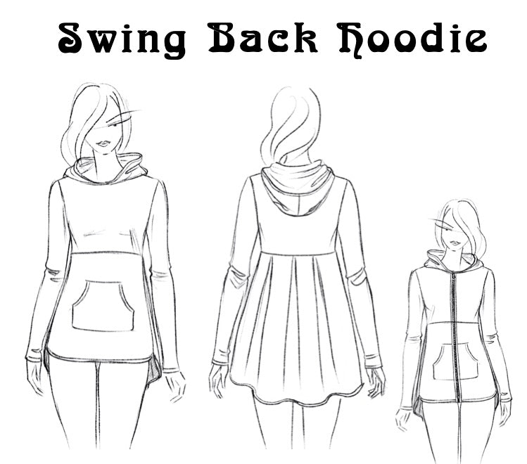 Swing Back Hoodie - Hard Copy Pattern, Digital Download Pattern, Complete Kit