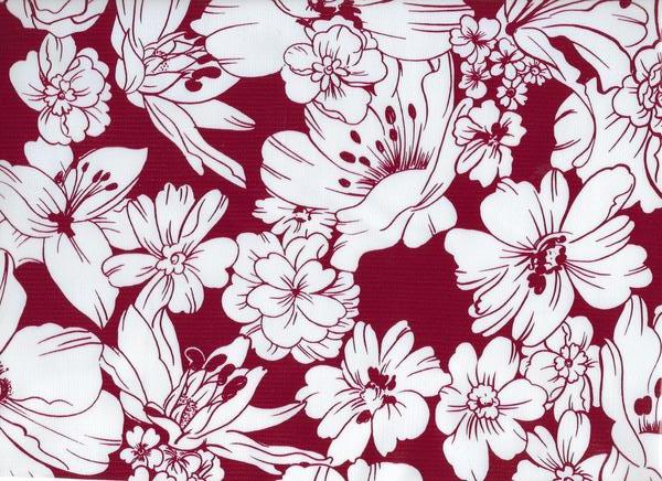 Oil Cloth - White Floral on Wine