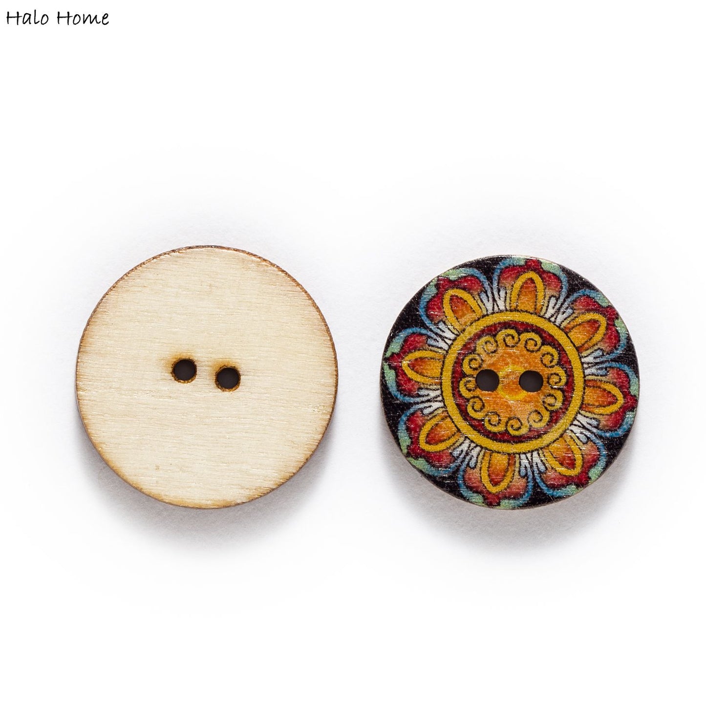 50 Gorgeous Painted Round Wood Buttons