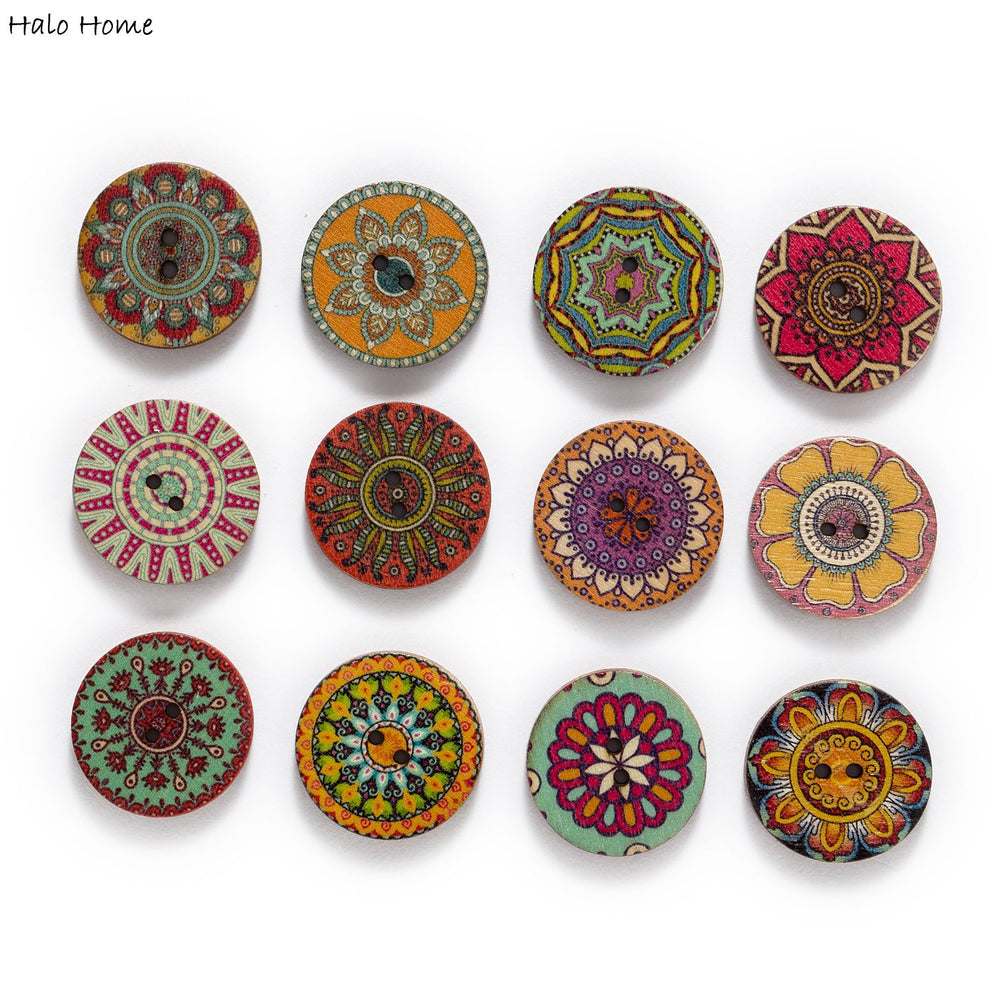 50 Painted Round Wood Buttons Eureka Fabrics